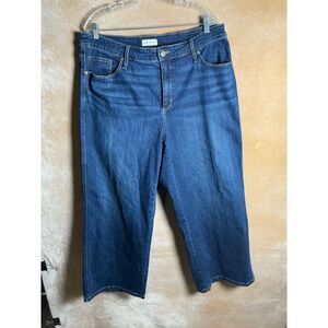 AVA & VIV Womens Cropped Wide Leg Jeans Dark Wash Size 18W‎